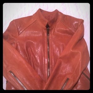 Andrew Marc Brown Leather Coat